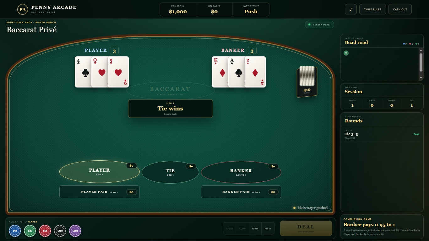 Baccarat Privé table