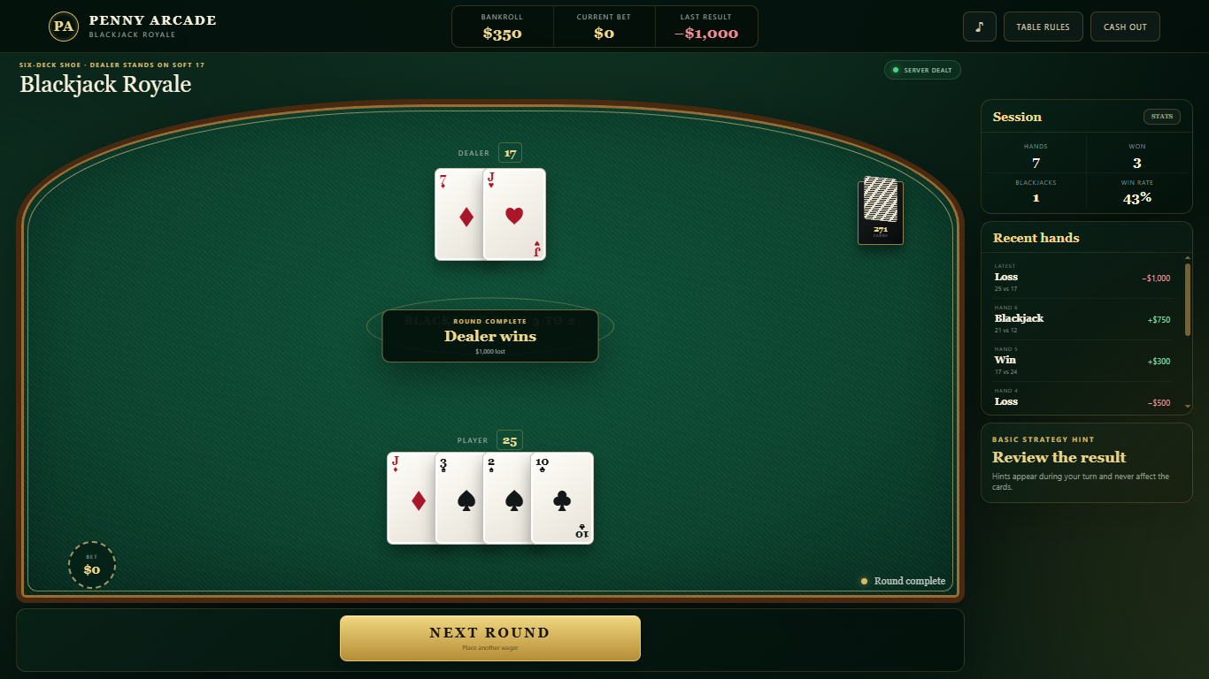 Blackjack Royale table